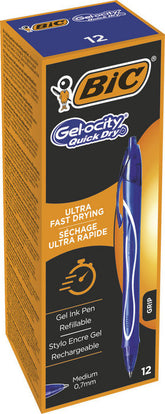 BOLIGRAFO BIC GELOCITY QUICK DRY AZUL | 12 UNIDADES | (BIC)